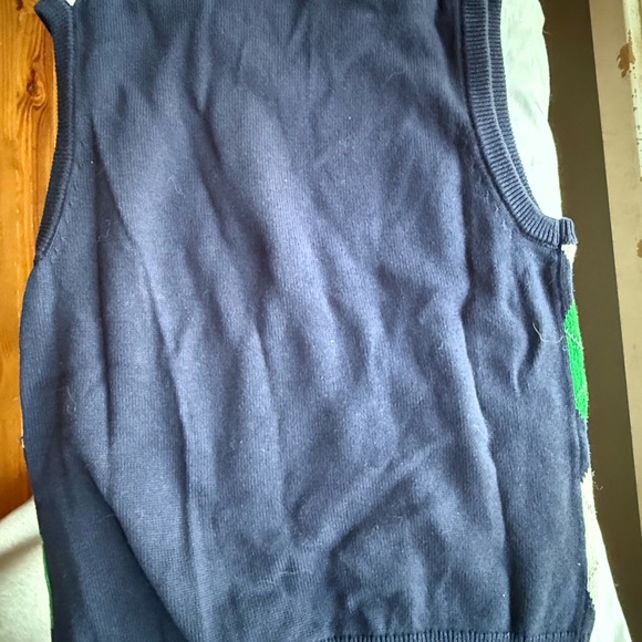 Janie and Jack Navy and Green Sweater Vest with White Trim - Picture 4 of 4